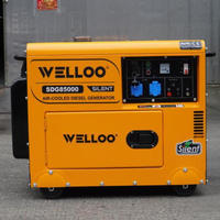 Générateur diesel silencieux portable WELLOO 5 kW monocylindre 12 L avec démarreur électrique pour travaux en extérieur
