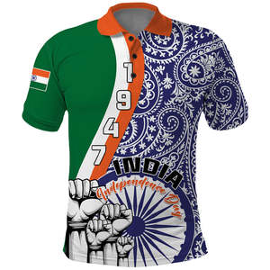 Inde Polo Swatantra Diwas Happy Indian Independence Day Custom Mens Knit Polo Shirts Short Sleve Print on Demand - Product Image 1