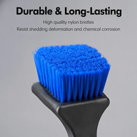 Brosse noire à poils durs pour le nettoyage des pneus de voiture, avec logo OEM personnalisé, brosse auto sans rayures pour l'extérieur et les jantes