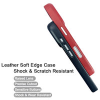 Étui en cuir velours rouge cramoisi pour iPhone 17 Pro – Sensation tactile premium et style accrocheur pour le bureau et les week-ends 16/15