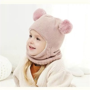 Bonnets de <span class=keywords><strong>ski</strong></span> d'hiver en tricot à pompons pour enfants et bébés, nourrissons et tout-petits avec écharpe et <span class=keywords><strong>masque</strong></span> de protection du visage - Product Image 3
