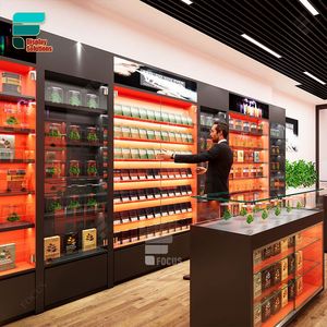 Présentoir de comptoir unique <span class=keywords><strong>Armoire</strong></span> de table <span class=keywords><strong>ronde</strong></span> en verre Présentoir de magasin de fumée Vitrine de meubles de magasin de fumée avec lumières - Product Image 5