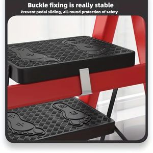 Escada de Metal Multiuso Escada Dobrável com Anti-Slip Pedais Fecho de Segurança Ferramenta Rack Fácil de Mover para Uso Doméstico - Product Image 6