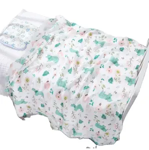 定制标志100% 棉护理婴儿薄纱襁褓毯47x47英寸婴儿床上用品面料低价