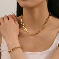 Collier court géométrique pour femme, style européen-américain, en bambou épais, hip-hop, perle simple, plaqué or, tendance et polyvalent