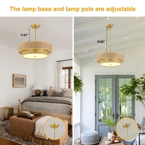 <span class=keywords><strong>Lampadario</strong></span> a 2 Livelli in Rattan Oro <span class=keywords><strong>Beige</strong></span>, Altezza Regolabile, per Sala da Pranzo, Prezzo di Fabbrica - Product Image 5