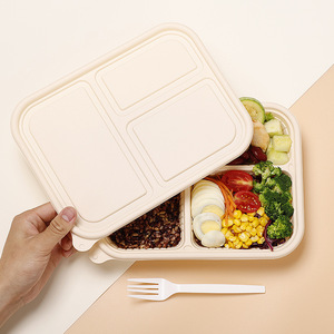 Eco-friendly Compartment Disposable Takeaway Bento Box Microwaveable Cornstarch Food Container