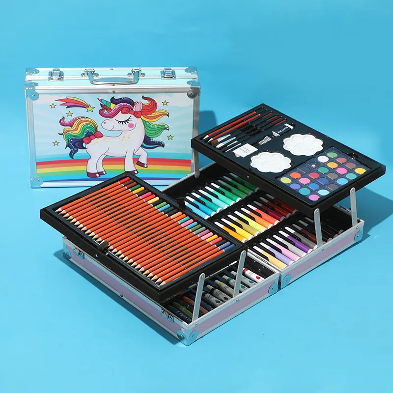 150pcs Multi-functional back to school Kids Art Set Drawing Cutting Scissor Art Set Crayon for Kids Art Supplies