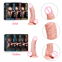 Dildo realista hueco con venas de 19 cm para hombres con correa, 100% impermeable, material TPE+ABS, juguetes sexuales al por mayor