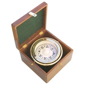 Brújula de cardán en caja de madera, producto Vintage de fabricación de brújula de latón para inspección y decoración - Product Image 1