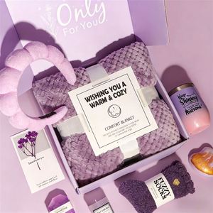 Women's Spa Gift Basket - with Scented Candle, Bath Bomb, Body Lotion, and Blanket - 12oz - Perfect Birthday <b>Present</b> Set - Product Image 2