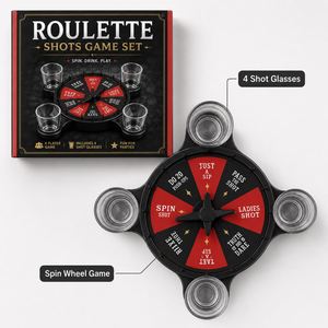 <b>Roulette</b> Drinking Game Set with 4 <b>Shot</b> Glasses Adult Party Spin Wheel Game Tabletop Bar Game for Casino Night Party Gift - Product Image 4