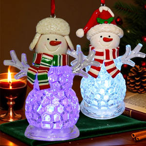 하이 퀄리티 크리스마스 Led 조명 크리스탈 산타/눈사람 크리스마스 장식 매달려 모자와 귀여운 눈사람 홈 축제 장식 - Product Image 1