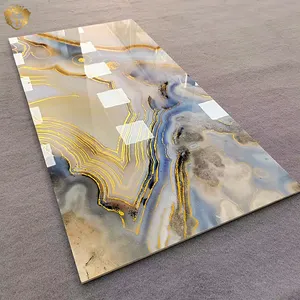 White And Gold Vein Blue Grey Marble Porcelain Tiles Agate Designer Wall Onyx High Glossy Stone White Marble Floor Tiles Pattern