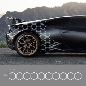 Autocollants hexagonaux réfléchissants pour voiture - Lot de 10 pièces, motif nid d'abeille, autocollants pour portes latérales et jupes, pour personnalisation DIY - Product Image 2