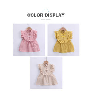 Costume d'été pour bébé, style ethnique, robes sans manches pour filles avec jupe à nœud - Product Image 5
