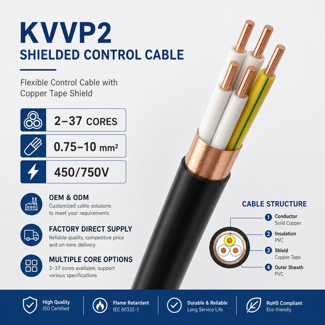 KVVP2 Double Shielded Cable for Industrial Automation and Electrical Control Panel Systems