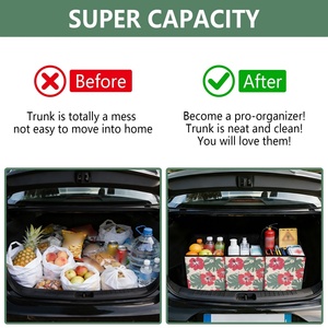 Organizadores de Maletero de Coche y Bolsas Reutilizables de Compras para Cocina con Diseño de Flor de Anturio Hawaiano - Product Image 5