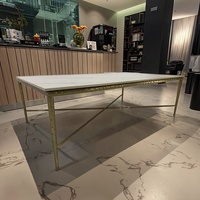 American RH Retro Table basse en métal Plateau en céramique de luxe italien Style Wabi-Sabi Simple Living Home Furniture Convertible Side