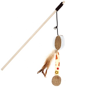 Canne à pêche pour chat, jouet interactif en bois, amusant, avec plumes, pour animaux de compagnie, vente en gros, - Product Image 4
