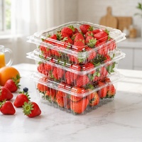 Boîte d'emballage en plastique transparente pour fruits frais, framboises, bleuets, fraises, conteneur en PET jetable de 2 lb