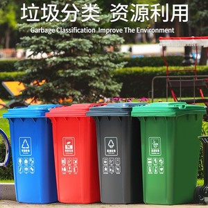 Outdoor Classified Trash Can 240L Octagonal With <b>Lid</b> Green Kitchen Waste <b>Bin</b> For Public Place Commercial Use - Product Image 2