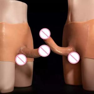 Deri Hissi Veren Oyuklu Katı Silikon Lezbiyen Kayışlı Yapay Penis Gerçek Erkek Penis Seks Oyuncağı Kadınlar ve Erkekler için İç Çamaşırı - Product Image 4