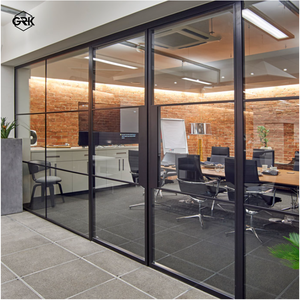 Cloison de séparation en aluminium Graki pour bureau - Épaisseur 83 mm, verre simple/double, design moderne en grille, isolation acoustique très efficace - Product Image 5