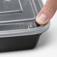 Contenants de préparation de repas à 2 compartiments avec couvercles, modèle américain 6828, en plastique noir moulé par injection, sans BPA, réutilisables, compatibles micro-ondes