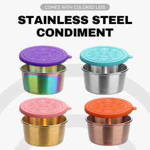 304 Stainless Steel <b>Sauce</b> Cup With Silicone Lid M Size Round For Hotel Food Coffee Tea Storage - Product Image 4