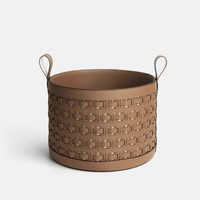 Panier de rangement en cuir tressé à la main de luxe léger avec poignée pour salon et courses