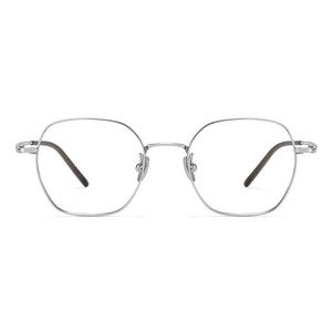 Gafas con montura cuadrada de alambre plateado, titanio puro, ultraligeras, para mujer, cara pequeña, montura completa 18083 - Product Image 1