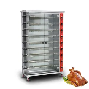 Gà BBQ Nướng Tự Động Thương Mại 9 Rods Gas Công Nghệ Giá Bán Buôn Quay Vịt Nướng Lò Miễn Phí Phụ Tùng 9 Đầu Đốt