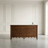 Ensemble de meubles de chambre à coucher de style français luxueux en chêne massif avec commode à 6 tiroirs, lit king size avec commode et armoire