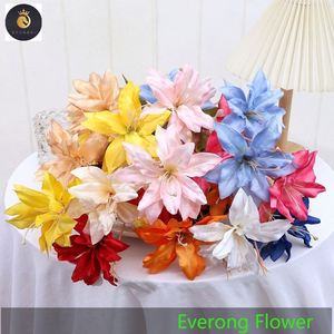 EV 799 Prix raisonnable Fleur de lys en soie Artificielle 3 Fourchettes Fleur de <span class=keywords><strong>lilium</strong></span> Vente en vrac Fleur de lys de mariage - Product Image 3