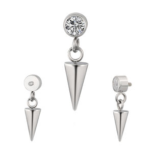 Fábrica Titanio Pendiente Piercing Cuerpo Joyería Roscado Interno Helix Labret Top Con Cuelga - Product Image 6