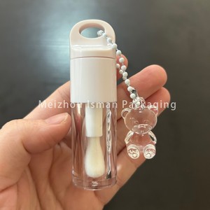 ISMAN Lindo Tubo Transparente de 4ml para Brillo Labial Infantil con Cepillo Grande, Envase Redondo Color Macaron para Bálsamo Labial con Llavero de Oso - Product Image 6