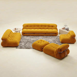 ATUNUS salon style italien 3 places Soriana canape grandes dents en acier laine dagneau hippopotame rétro tissu salon canape - Product Image 3