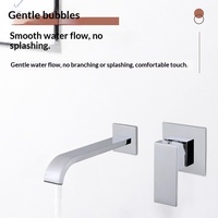 Robinet de lavabo mural encastré moderne et minimaliste en cuivre, à double commande chaud-froid, pour hôtel, fourni par un fabricant transfrontalier