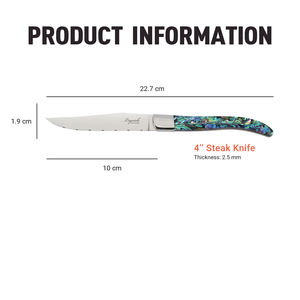 Ensemble de couteaux en acier inoxydable 1.4116, 6 pièces, tranchants comme des rasoirs, à lame dentelée, manche en nacre, ensemble de couteaux à steak Laguiole avec boîte cadeau en bois - Product Image 3