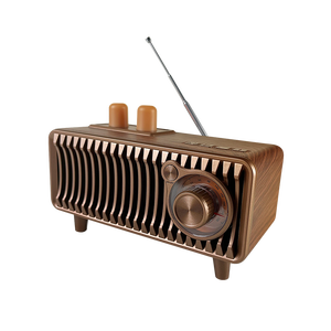 Haut-parleur sans fil rétro T7, design vintage en bois de noyer, <span class=keywords><strong>radio</strong></span> <span class=keywords><strong>FM</strong></span> 20W avec cadran rotatif, lecture USB/TF/Aux - Product Image 1
