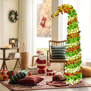 Árbol de Navidad de Estilo Nuevo 2025, Árbol de Navidad con Cabeza Rizada Verde de 1.5 Metros, Rama Curva, Pieza Decorativa Extensible - Product Image 6