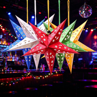 Ornement suspendu en forme d'étoile en papier laser 3D, lanterne étoile creuse, décoration festive pour plafond, pour fête de Noël, décoration de la maison, vente en gros