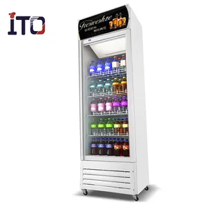 Supermarket Refrigerated Produce Glass Door Display Cooler Display Refrigerator/Cold Beverage Showcase Fridge