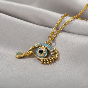 Gioielli egiziani placcati oro 18 carati zirconi cubici ciondoli personalizzati collana girocollo a strappo con occhi diabolici blu per <span class=keywords><strong>le</strong></span> donne - Product Image 4