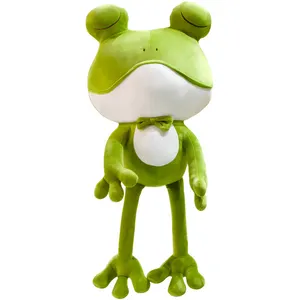 OEM ODM tasarım özel yumuşak kurbağa oyuncak sevimli yumuşak hayvan dolması yeşil çocuklar için hediye peluş oyuncak