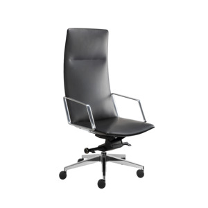 Chaise en cuir à dossier haut pivotante et inclinable au design moderne - Product Image 3