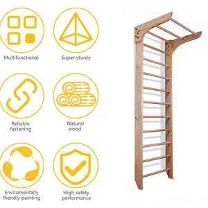 UNIQ Hochwertige hölzerne hochziehbare Wand stange Gymnastik schwedische Leiter - Product Image 6