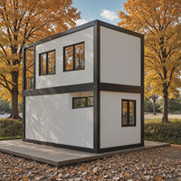 Maison conteneur préfabriquée à deux étages démontable, bâtiment préfabriqué à double couche, balcon, toit plat, maison modulaire portable, bureau moderne