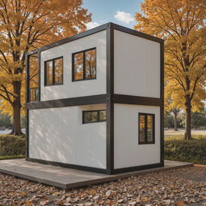 Casa Container Smontabile a 2 Piani, Edificio Prefabbricato a Doppio Strato con Balcone e Tetto Piatto, Casa Modulare Portatile per Ufficio Moderno - Product Image 3